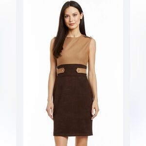 DREW Tan Sheath Mini Dress for Work
